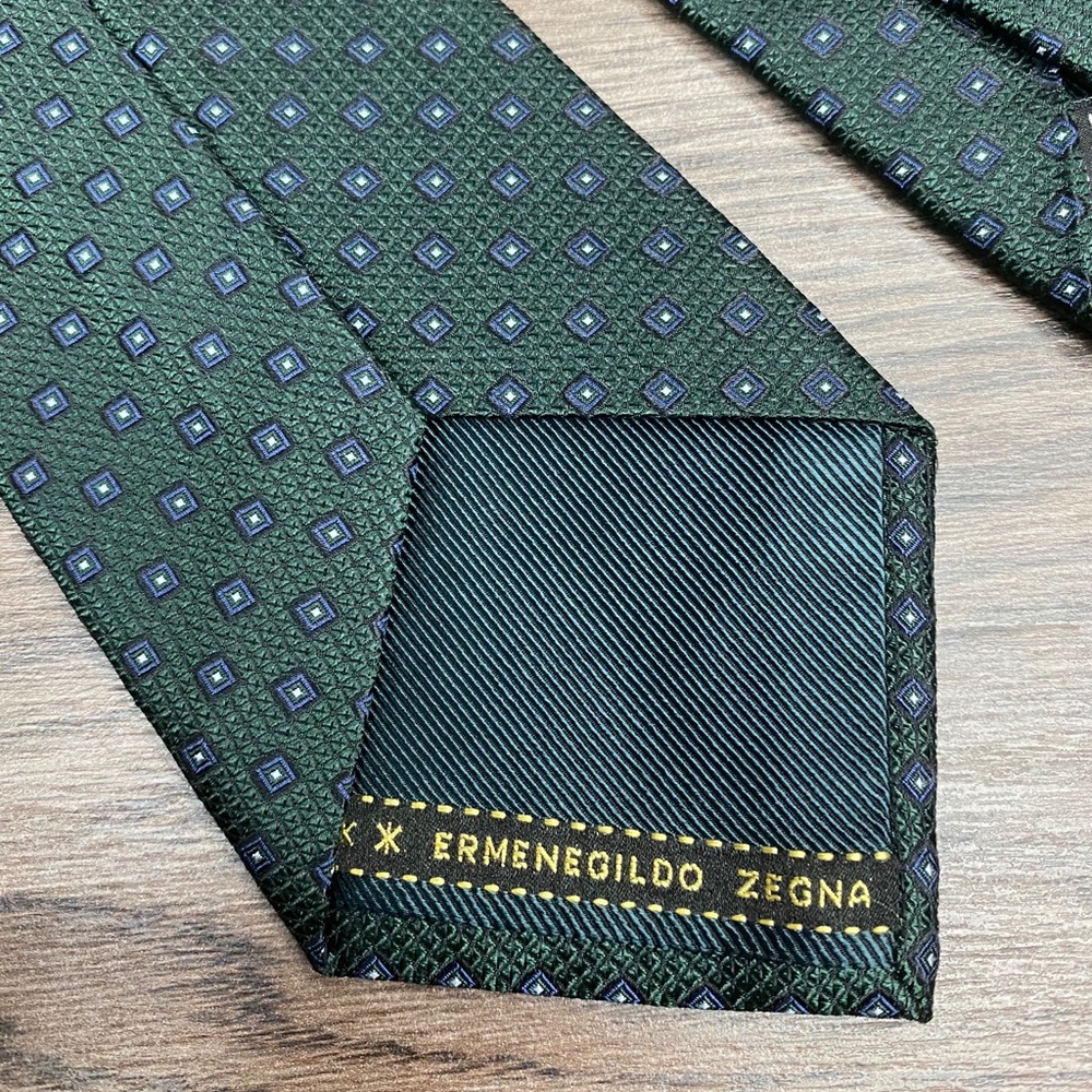 Ermenegildo Zegna NEW Green w/ Navy Check Tie